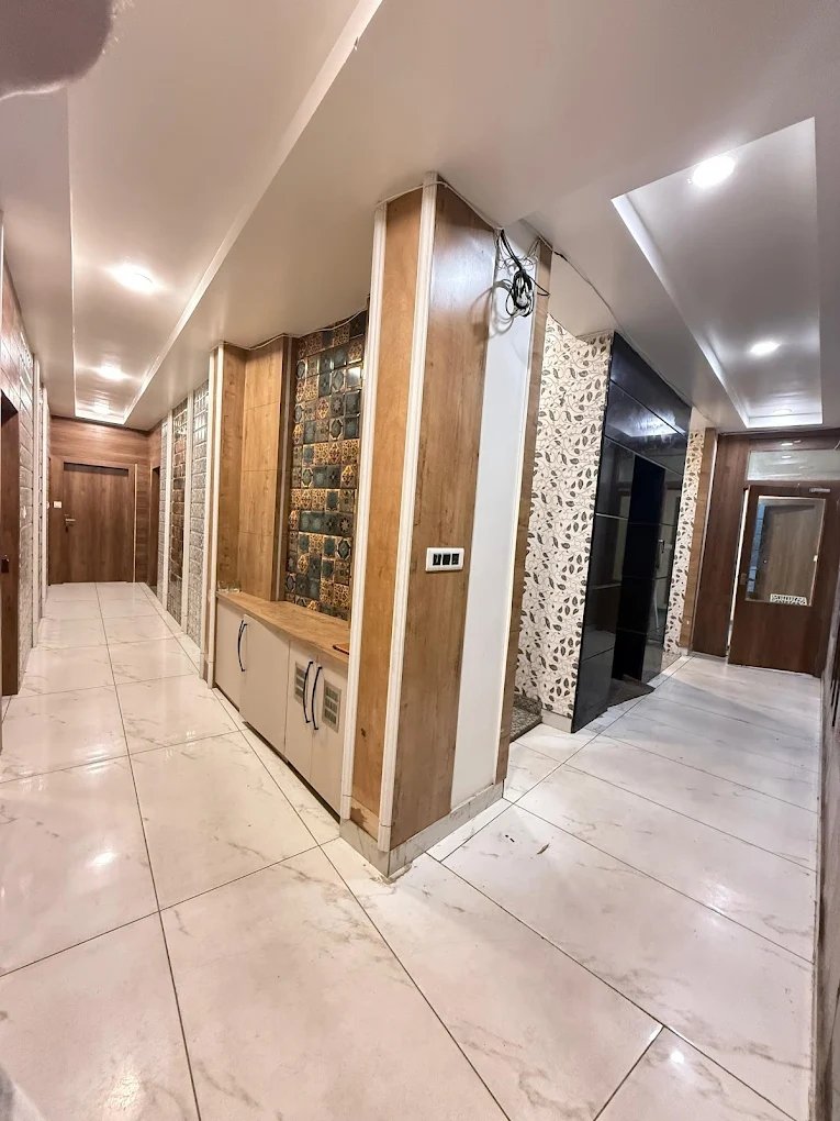 Hotel corridor with modern interiors